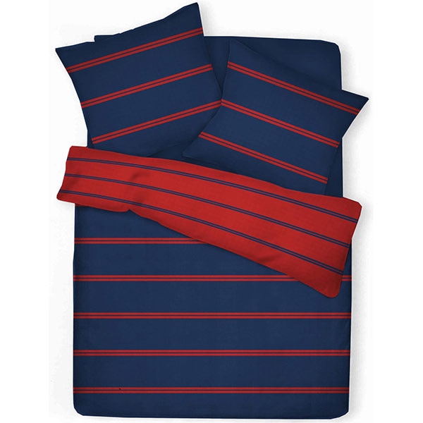 Lenjerie de pat Red and Blue, 2 persoane, 52% poliester + 48% bumbac, 220 x 200 cm, 3 piese