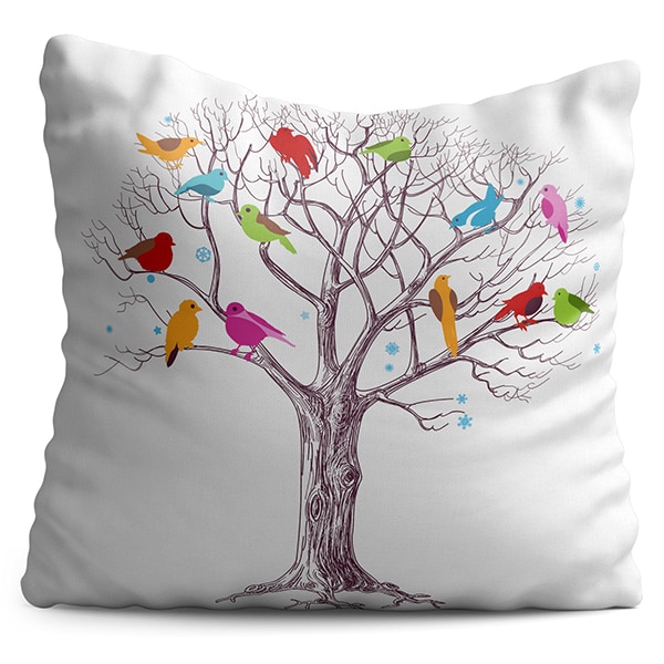 Perna decorativa Tree & Birds, 40 x 40 cm, multicolor