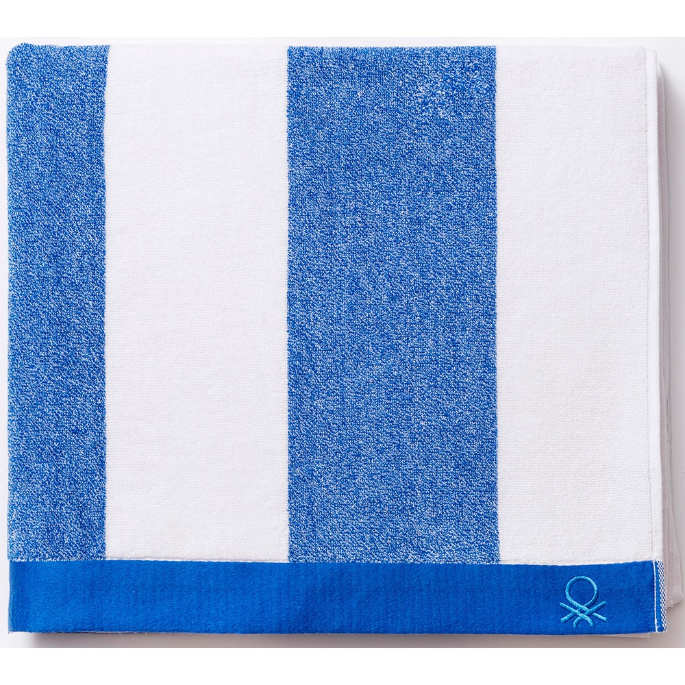 Prosop BENETTON Terry Po, 90 x 160 cm, bumbac, alb-albastru