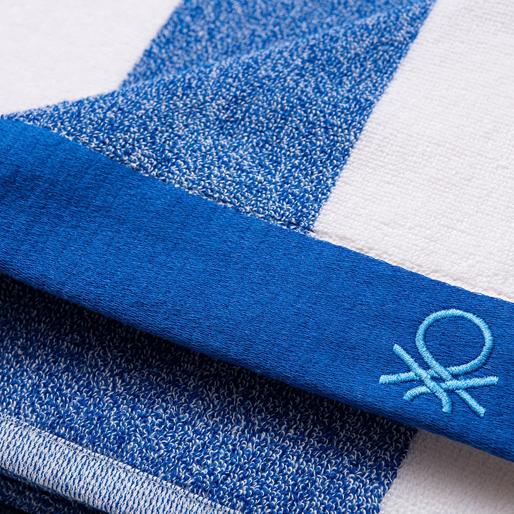 Prosop BENETTON Terry Po, 90 x 160 cm, bumbac, alb-albastru