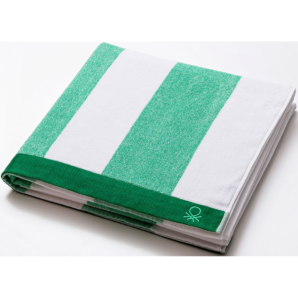 Prosop BENETTON Terry Po, 90 x 160 cm, bumbac, alb-verde