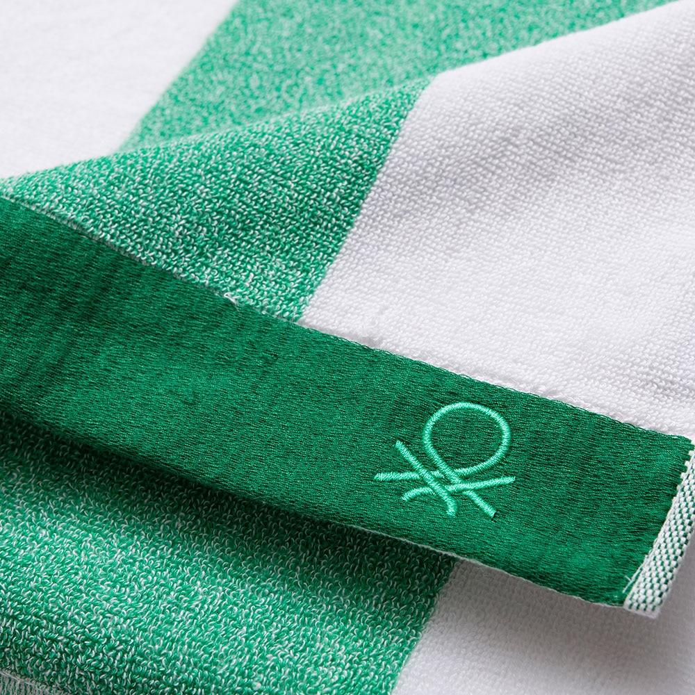 Prosop BENETTON Terry Po, 90 x 160 cm, bumbac, alb-verde