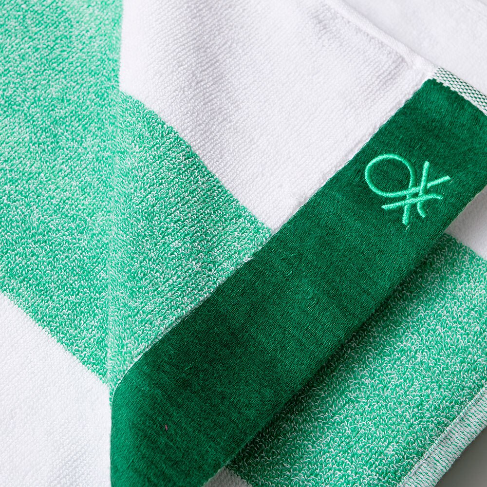 Prosop BENETTON Terry Po, 90 x 160 cm, bumbac, alb-verde