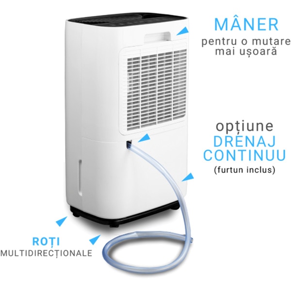 Dezumidificator aer TURBIONAIRE SENSO 20, 20l/zi, alb-negru