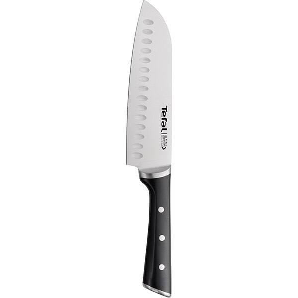 Cutit Santoku TEFAL Ingenio Ice Force K2320614, 18cm, otel, negru