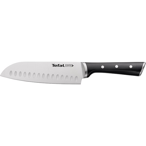 Cutit Santoku TEFAL Ingenio Ice Force K2320614, 18cm, otel, negru