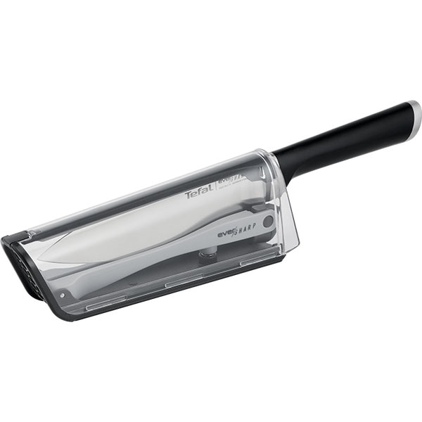 Cutitul bucatarului cu suport autoascutire TEFAL Ever Sharp K2569004, 16.5cm, inox, argintiu