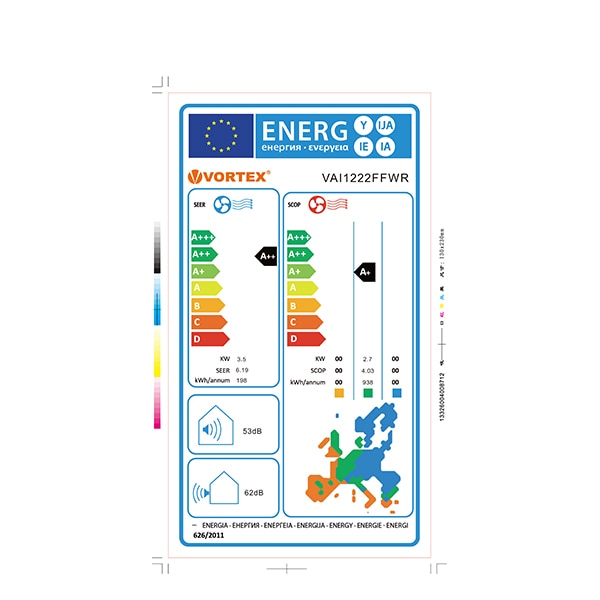 Aer conditionat VORTEX VAI1222FFWR, 12000 BTU, A++/A+, Inverter, Wi-Fi Ready, kit instalare inclus, alb