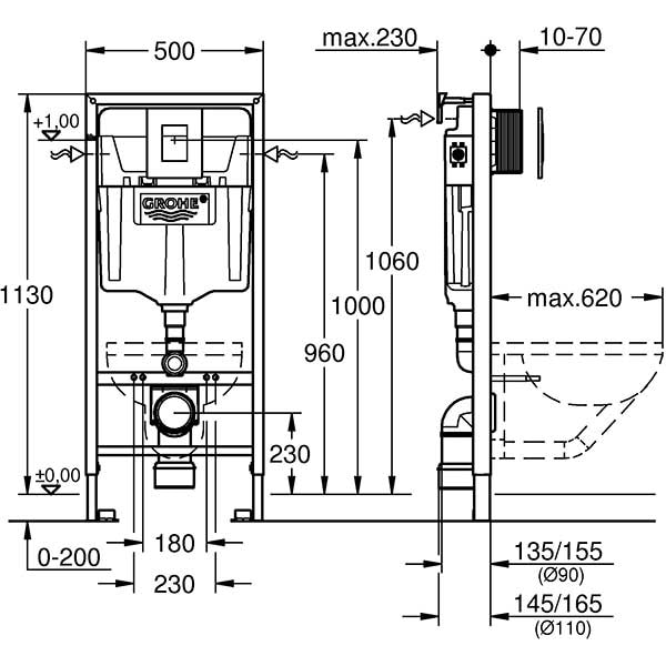 Set rezervor WC incastrat GROHE RAPID 3in1 SL 38772001, 6-9l