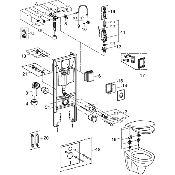 Set vas WC 4 in 1 GROHE Solido Perfect 39192000, montaj suspendat, evacuare dubla, alb