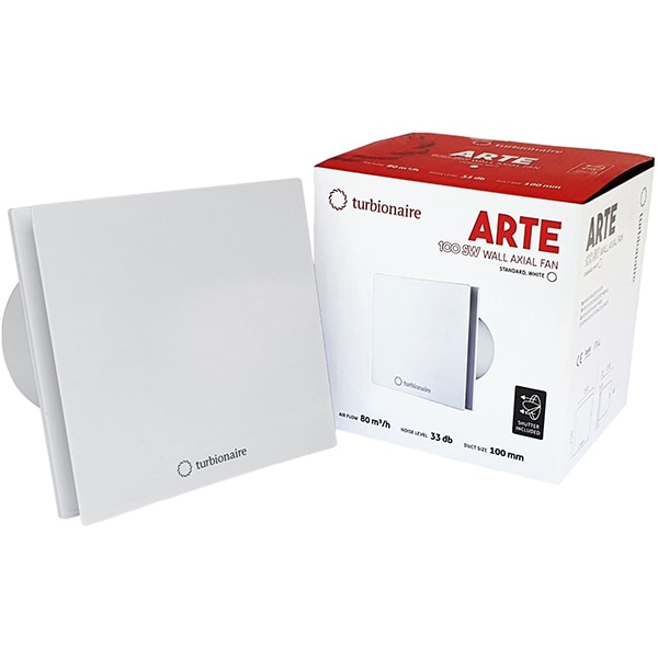 Ventilator baie extractor TURBIONAIRE ARTE 100 SW, 15W, 80mc/h, 100mm, alb