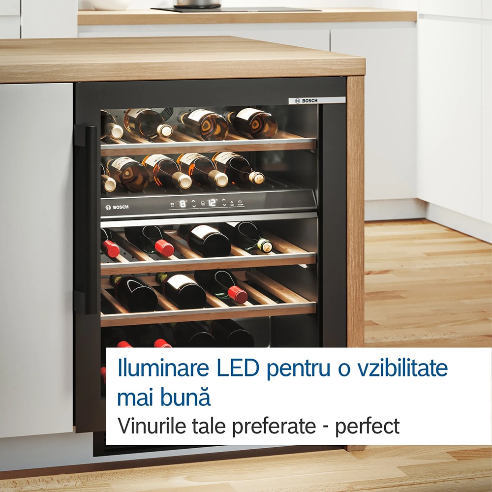 Racitor de vinuri incorporabil BOSCH KUW20VHF0, 21 sticle, H 82 cm, Clasa F