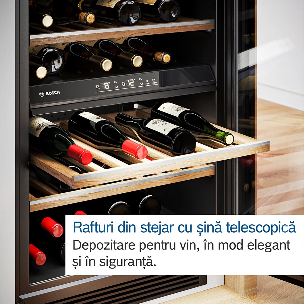 Racitor de vinuri incorporabil BOSCH KUW21AHG0, 44 sticle, H 82 cm, Clasa G
