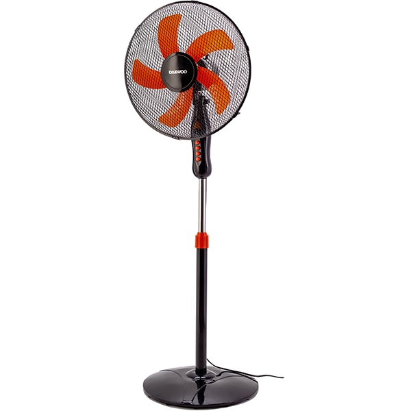 Ventilator cu picior DAEWOO DDV166, 3 trepte de viteza, 40 cm, 45W, negru-rosu