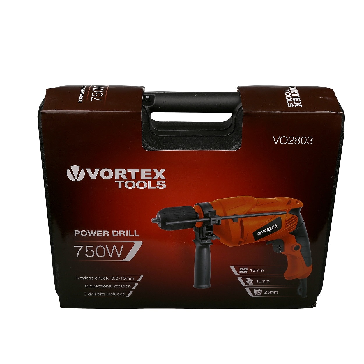 Masina de gaurit si insurubat cu percutie (bormasina) VORTEX TOOLS VO2803, 750W, 3000RPM, mandrina rapida 13mm, cutie plastic