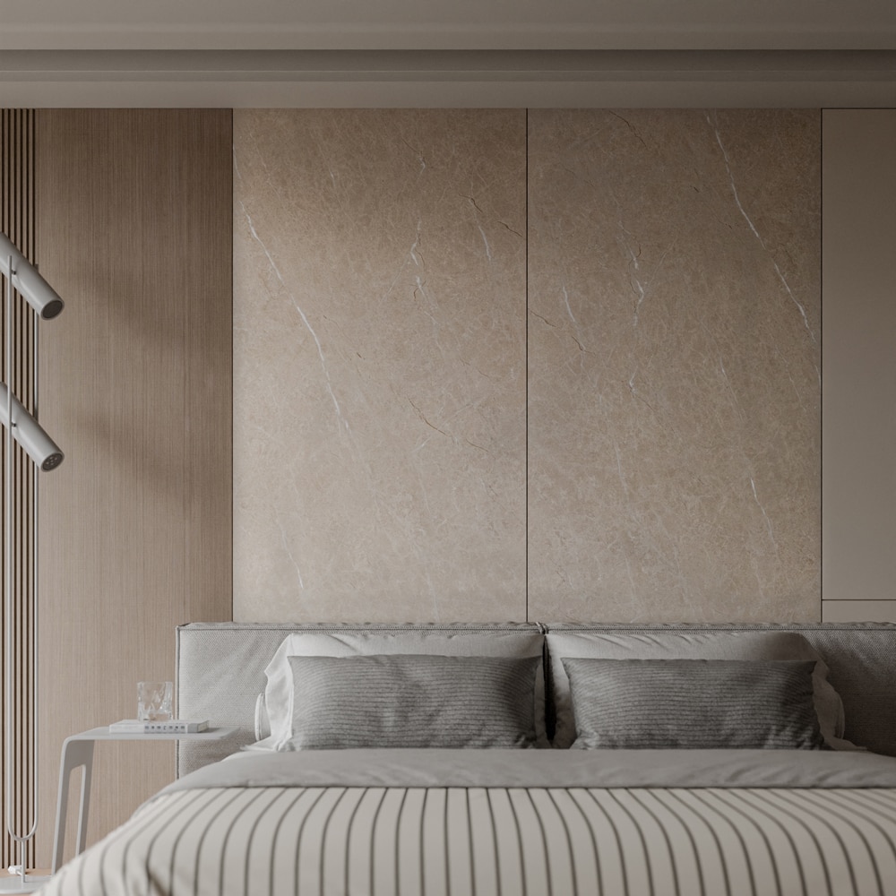 Panou decorativ Marble Botticino Light, 96.5 x 280 cm, SPC, bej