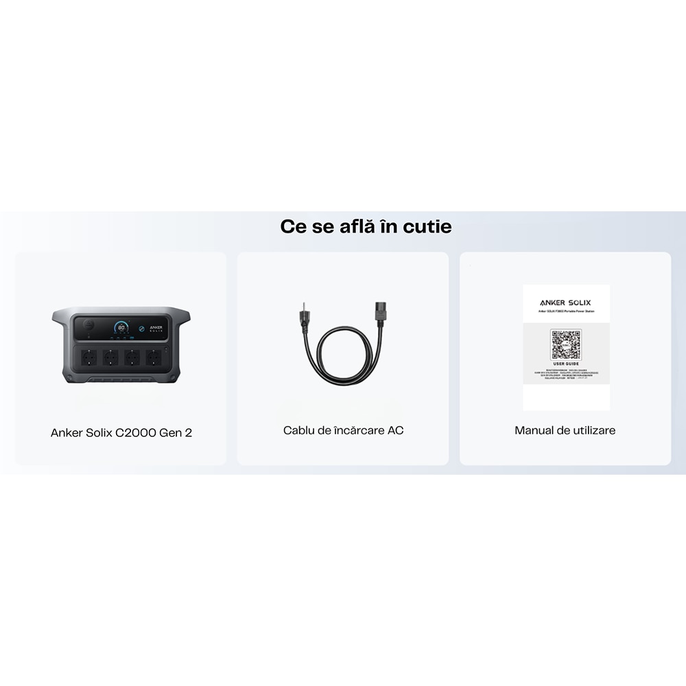Statie de incarcare ANKER C2000 Gen 2, 2048Wh, 2400W, negru