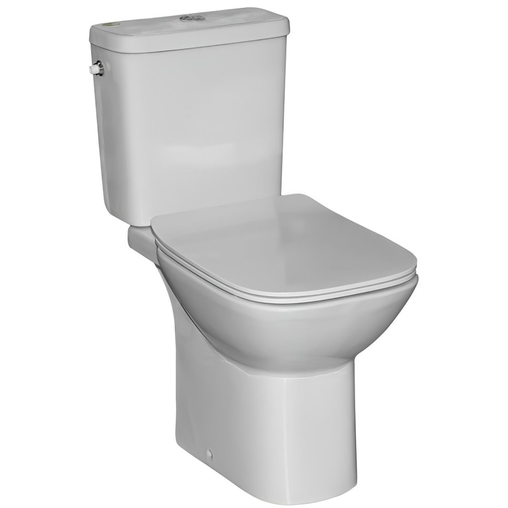 Set vas WC ROCA Debba Square A34P9D0000, portelan, rezervor 3/4.5 l, capac SoftClose, alb