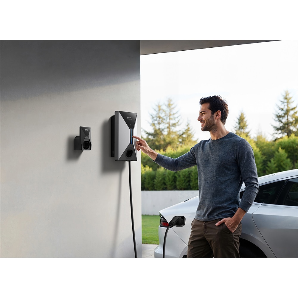 Statie incarcare masini electrice ANKER Solix V1 Type 2, monofazat 22kW, 16A, Wi-Fi, cablu 5m, negru