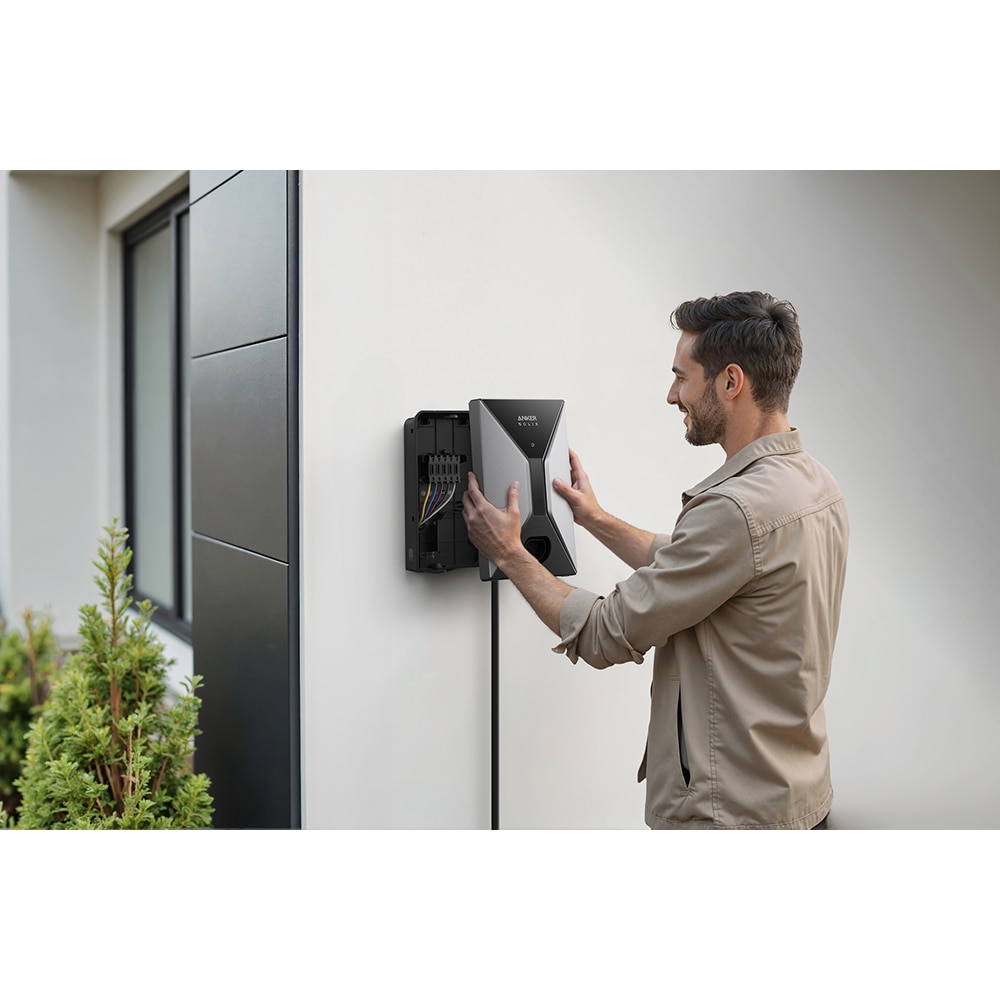 Statie incarcare masini electrice ANKER Solix V1 Type 2, monofazat 22kW, 16A, Wi-Fi, cablu 5m, negru