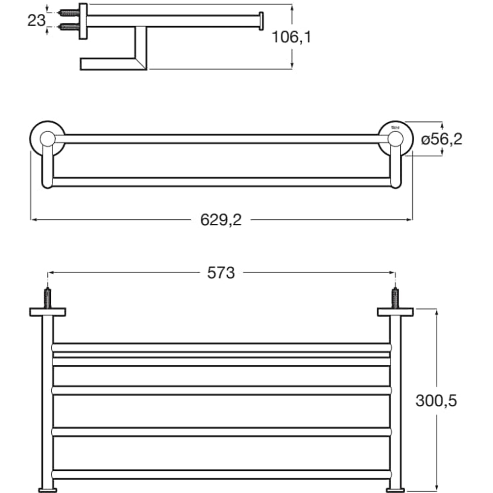 Suport prosoape ROCA Hotels A817580VA0, metal, 60 cm, auriu periat