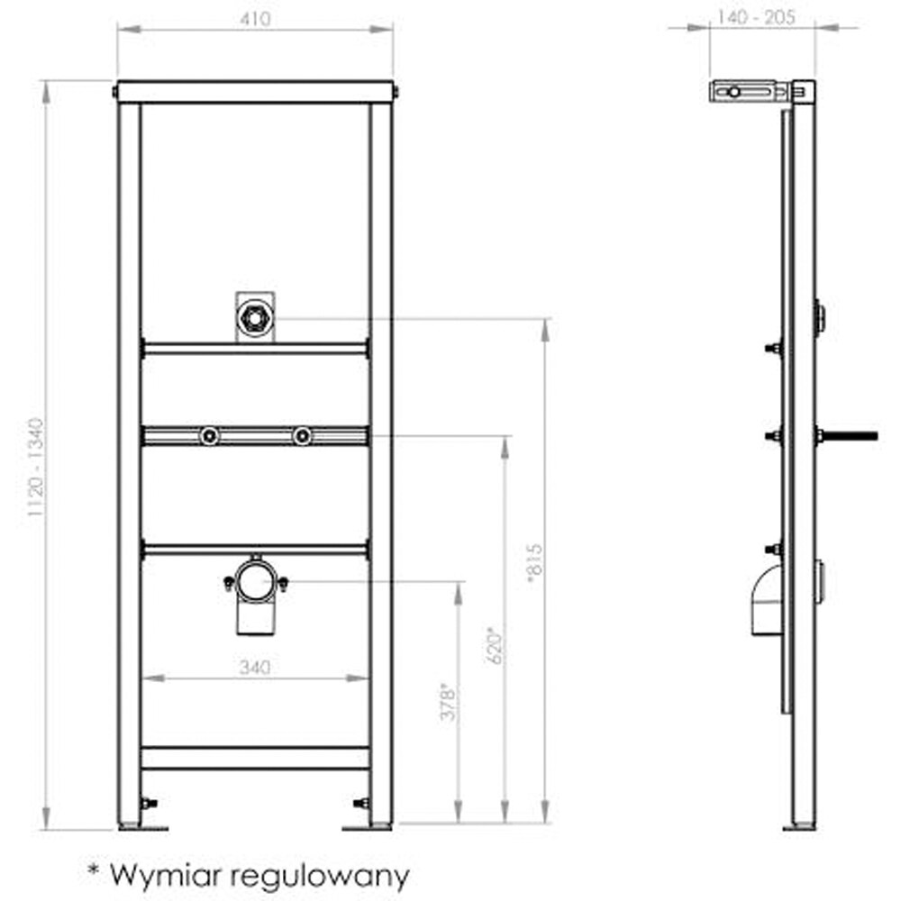Cadru fixare pisoar ROCA Duplo A890074000, H 112-134 cm