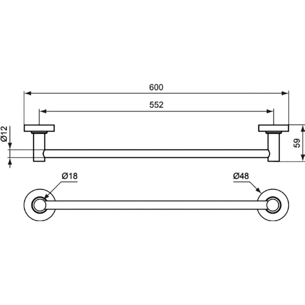 Suport prosop tip bara IDEAL STANDARD IOM A9118AA, 60 cm, crom
