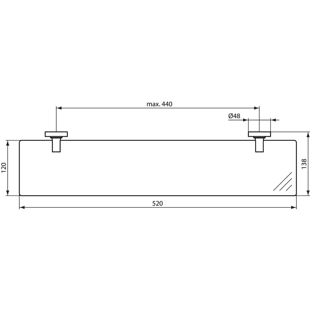 Etajera baie IDEAL STANDARD IOM A9124AA, sticla, 52 cm, crom