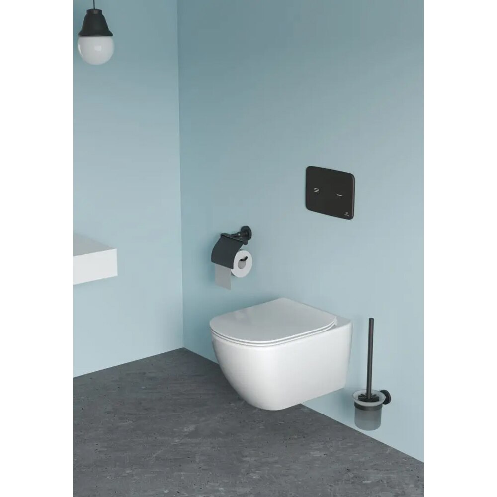 Suport hartie igienica cu capac IDEAL STANDARD IOM A9127XG, negru mat