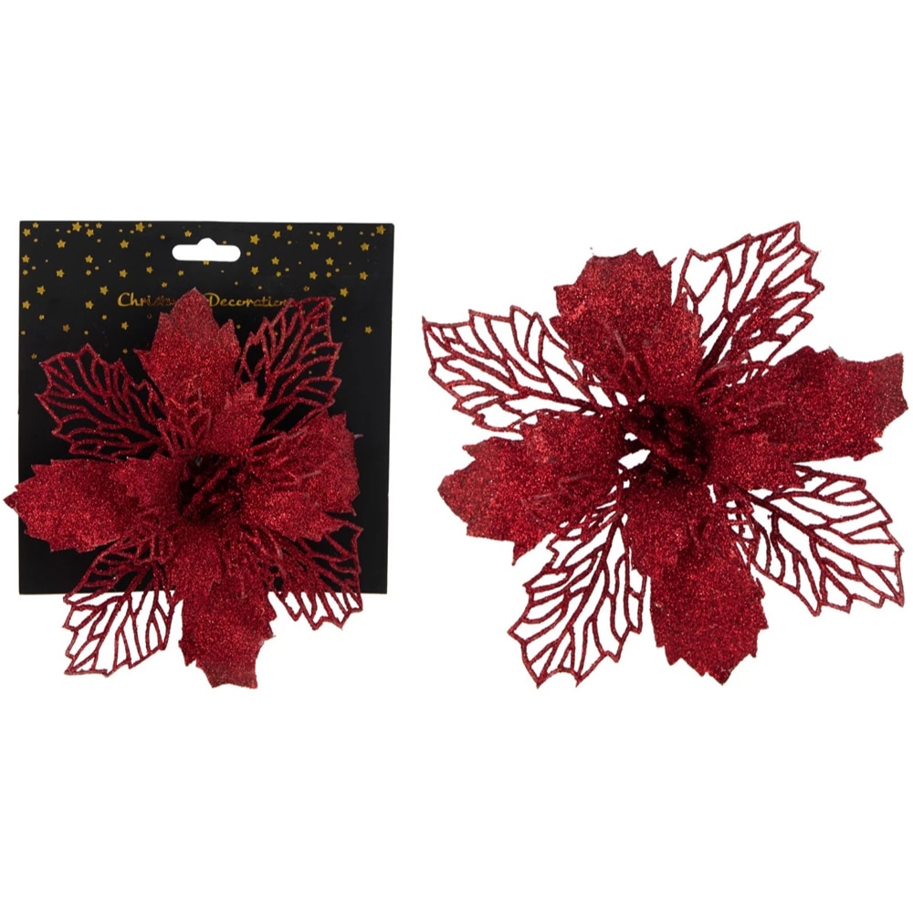 Floare clips sclipici, rosu