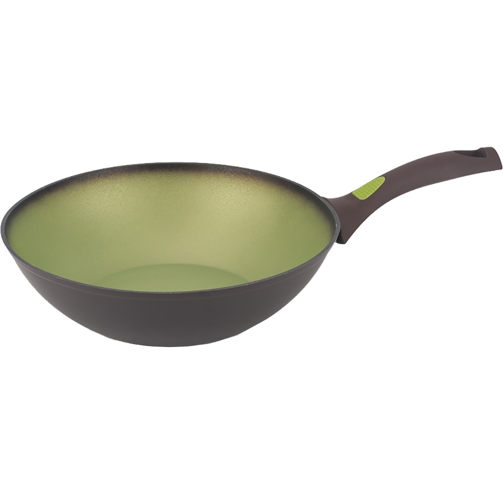 Tigaie Wok AMERCOOK Avocado AC0108403.28, 28 cm, aluminiu forjat, negru-verde