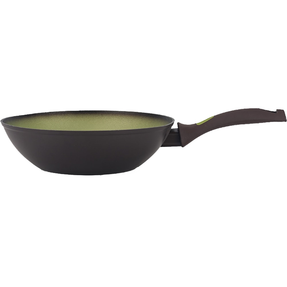 Tigaie Wok AMERCOOK Avocado AC0108403.28, 28 cm, aluminiu forjat, negru-verde