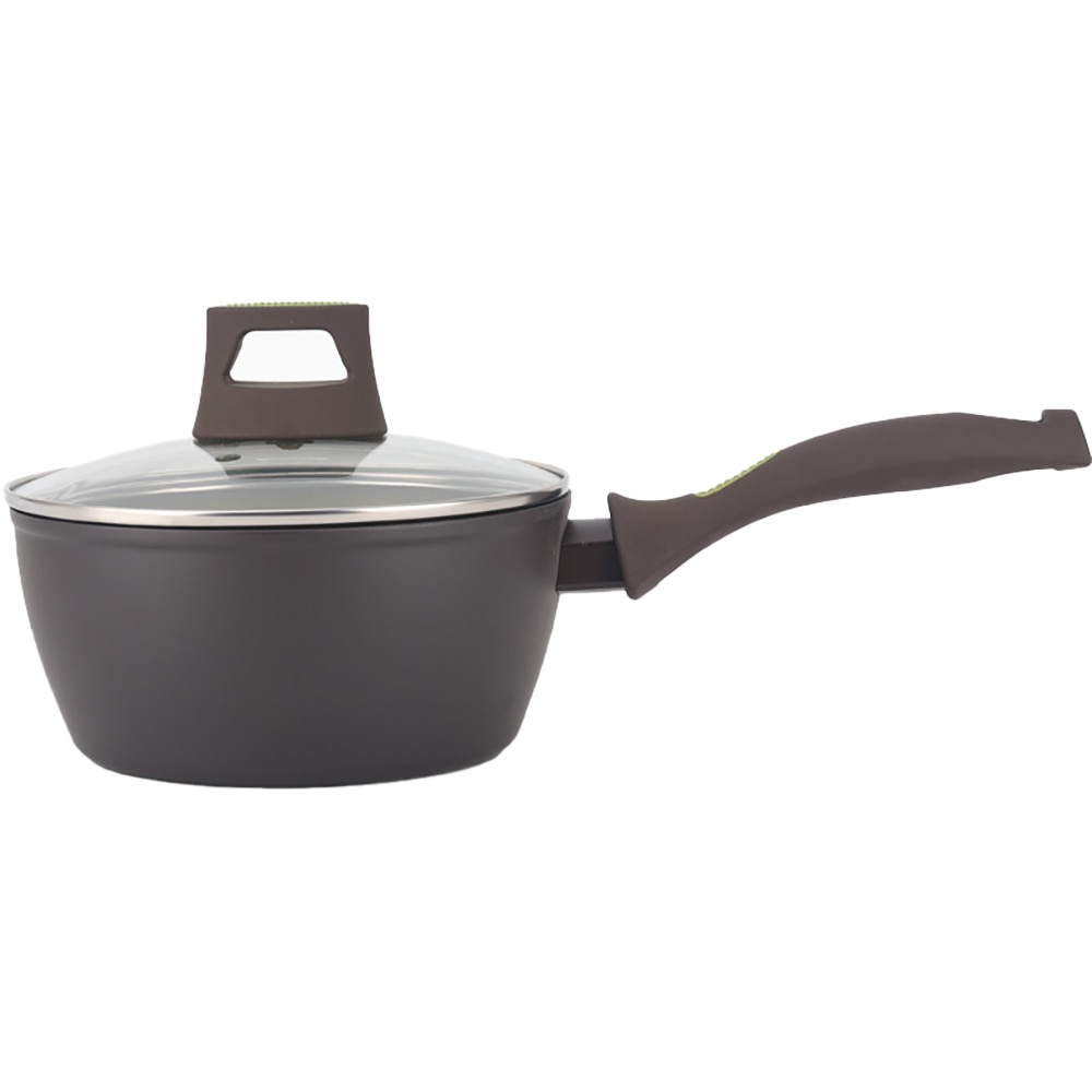 Cratita cu capac pentru sos AMERCOOK Avocado AC0108404.18, 1.5l, 18 cm, aluminiu forjat, negru-verde