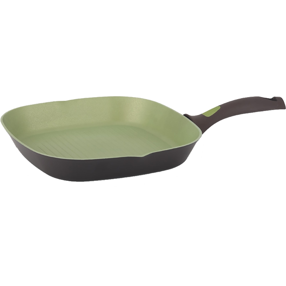 Tigaie grill AMERCOOK Avocado AC0108408.28, 28 cm, aluminiu forjat, negru-verde