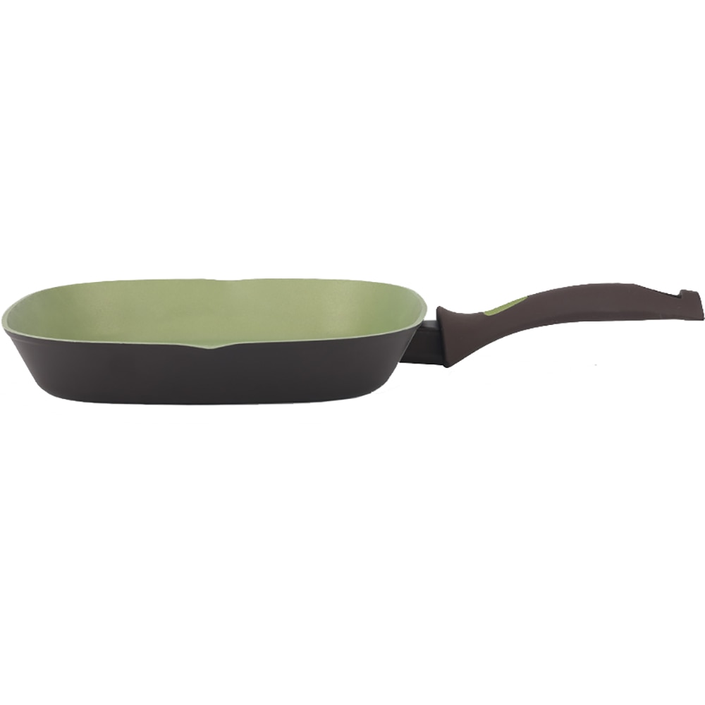 Tigaie grill AMERCOOK Avocado AC0108408.28, 28 cm, aluminiu forjat, negru-verde