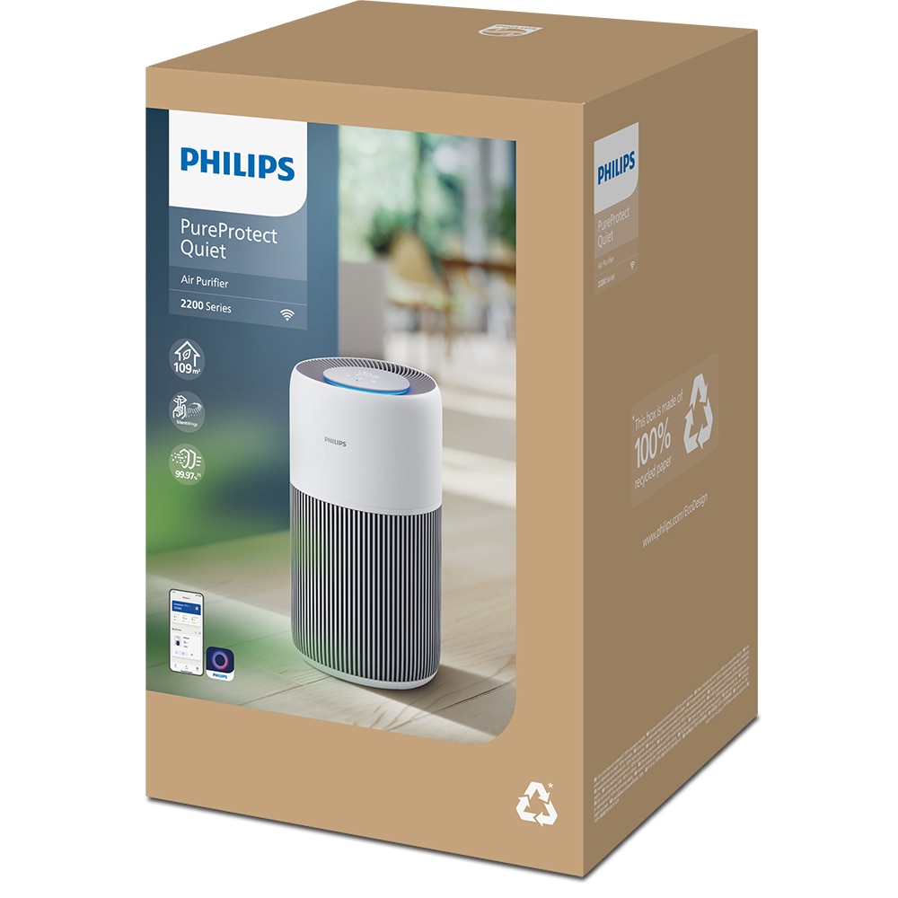 Purificator aer PHILIPS AC2220/10, 5 trepte viteza, Hepa, Wi-Fi, alb