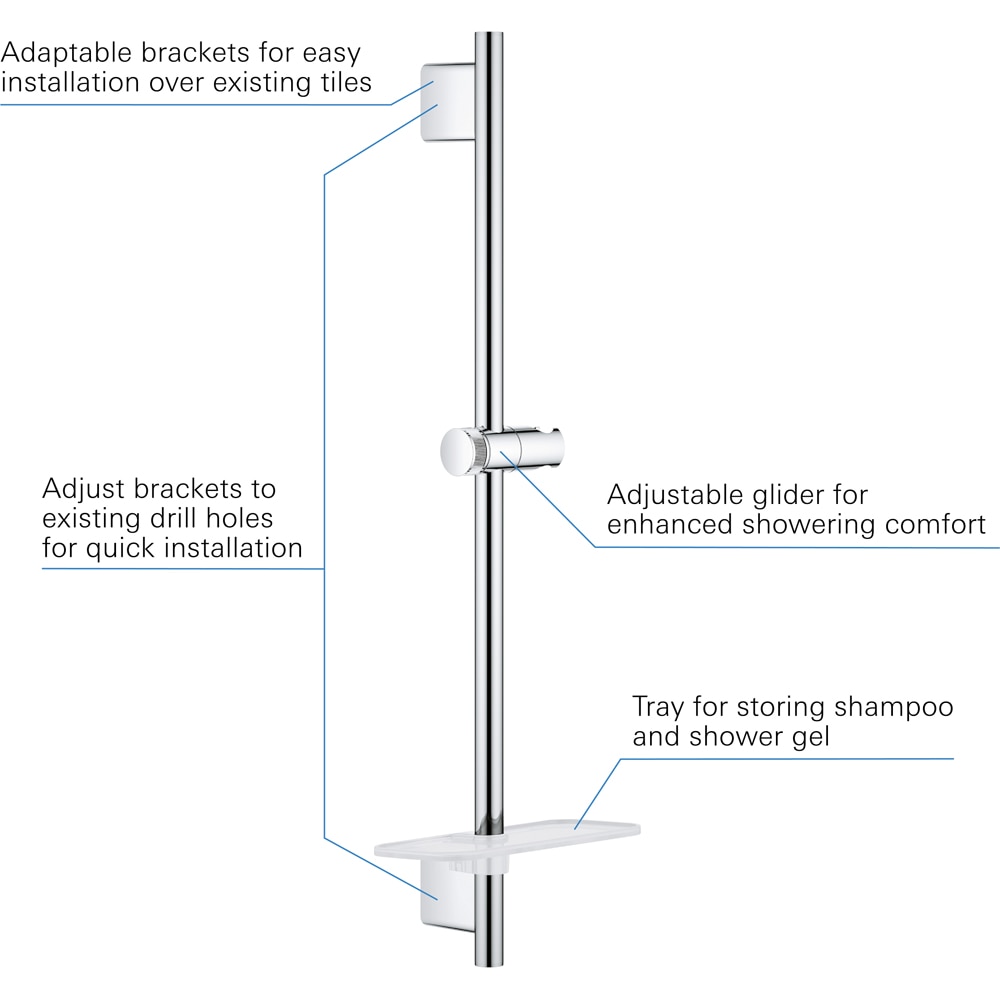 Bara pentru set de dus GROHE SmartActive 26602000, cu etajera, ABS, 60 cm, crom