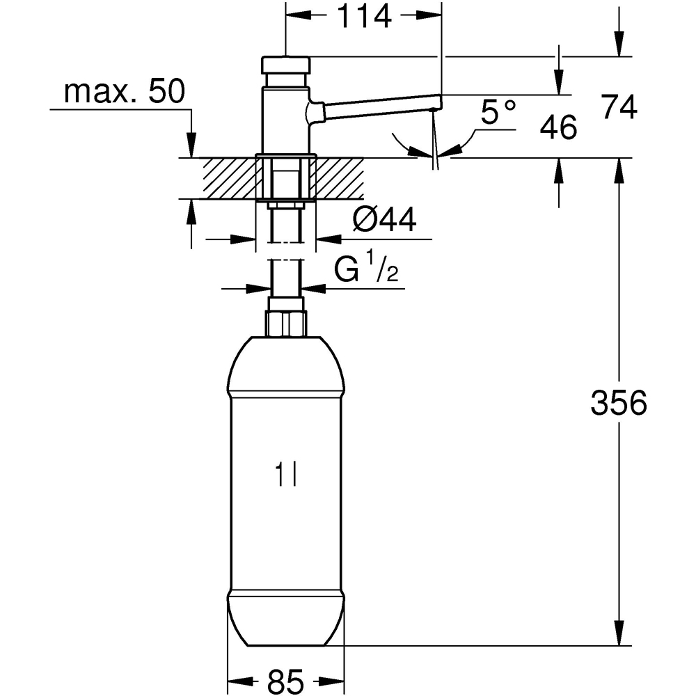 Dispenser sapun lichid  GROHE 36194000, 1 l, crom
