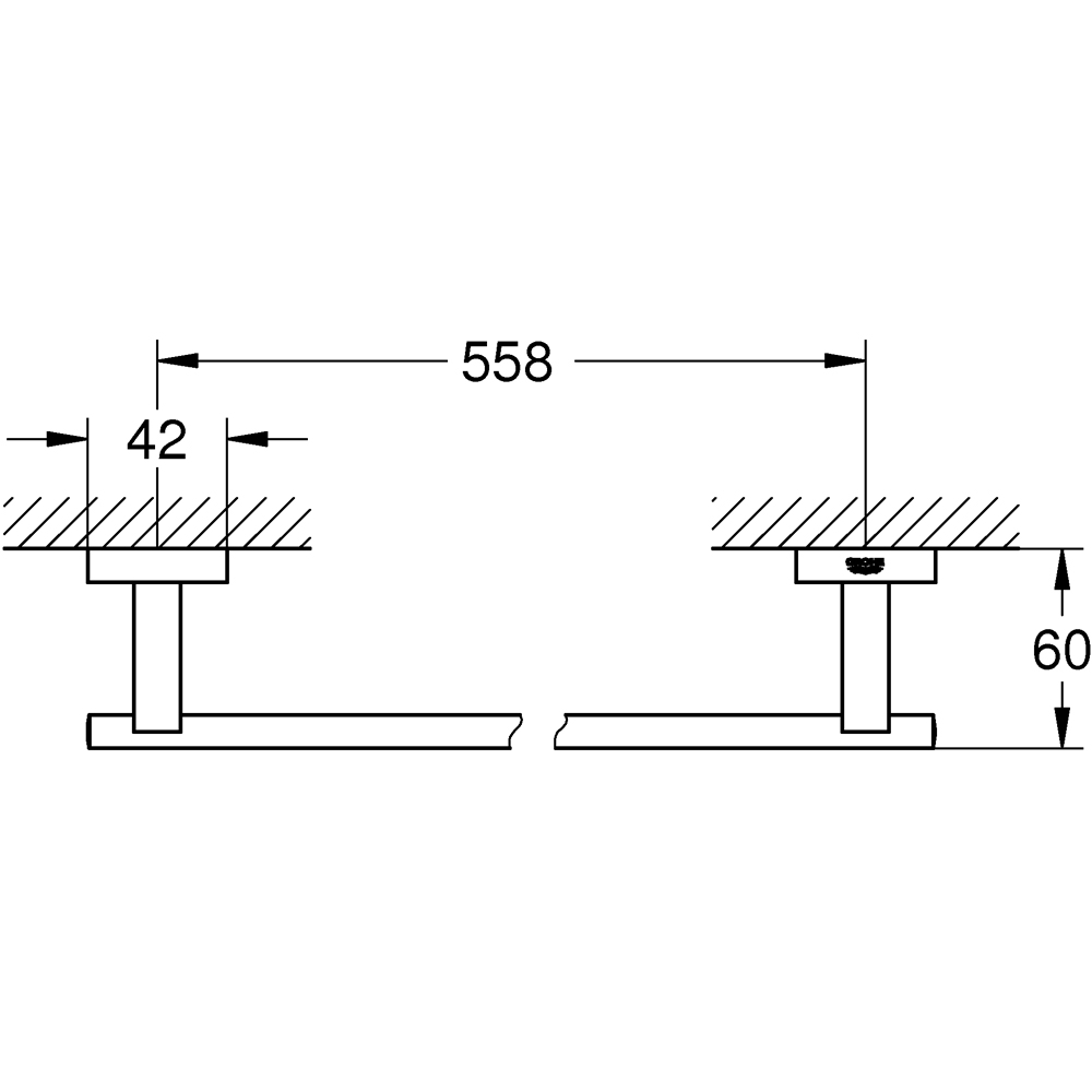 Suport prosop tip bara GROHE Essentials Cube 40509AL1, 60 cm, grafit