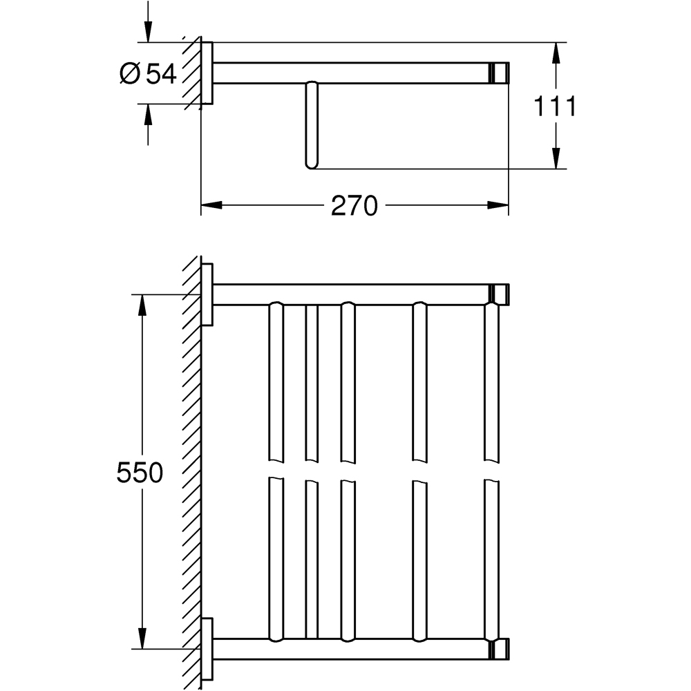 Suport prosop tip bara GROHE Essentials 40800A01, 60 cm, grafit