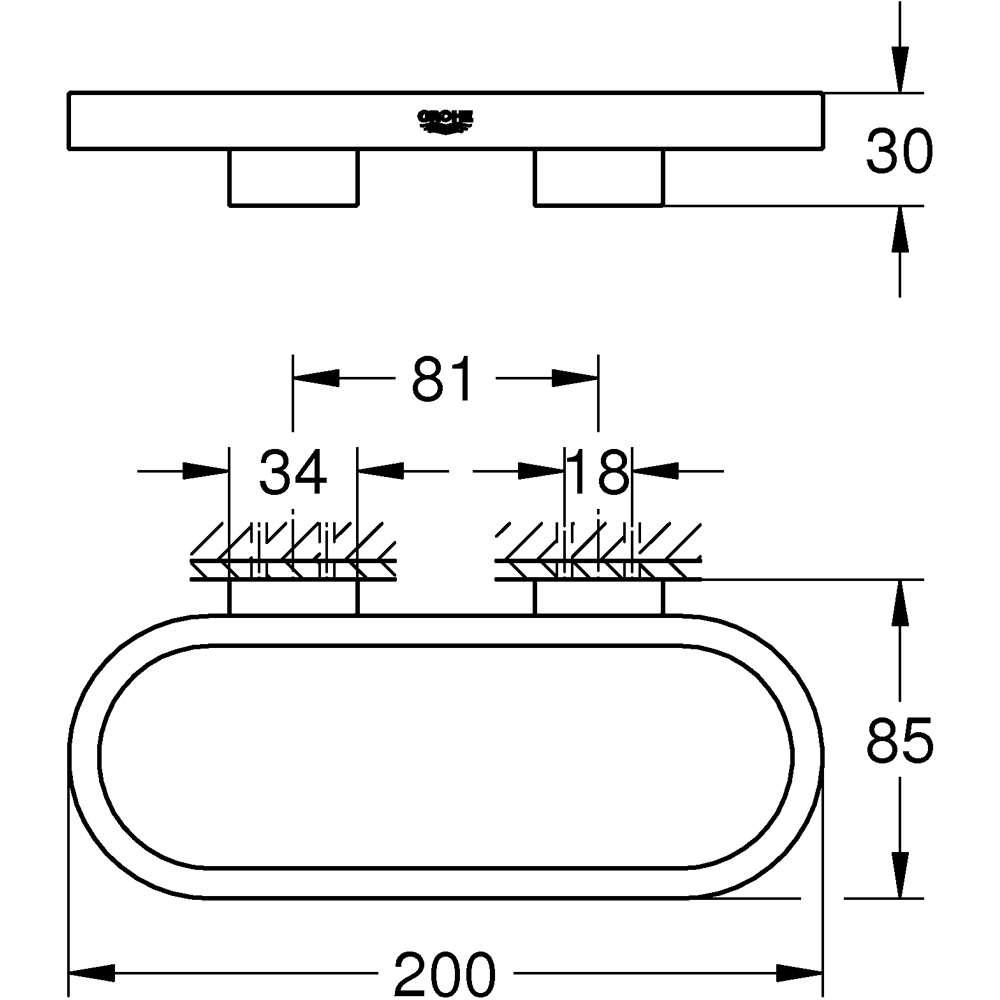 Suport prosop dublu GROHE Selection 41035A00, grafit