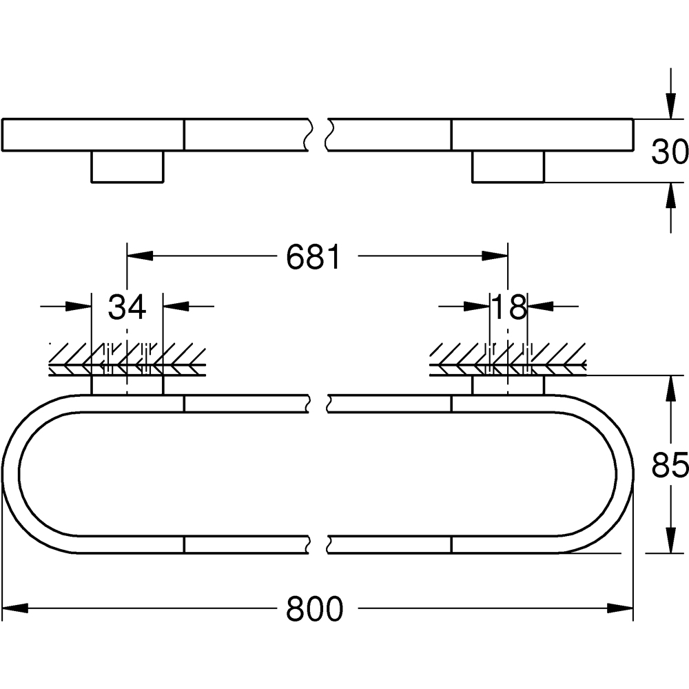 Suport prosop tip bara GROHE Selection 41058GL0, 80 cm, auriu