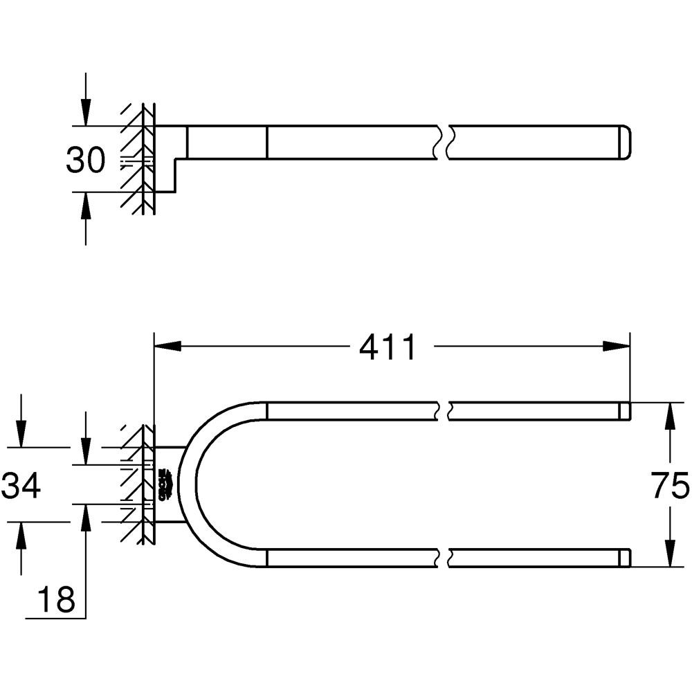 Suport prosop tip bara GROHE Essentials 41059GN0, 40 cm, auriu
