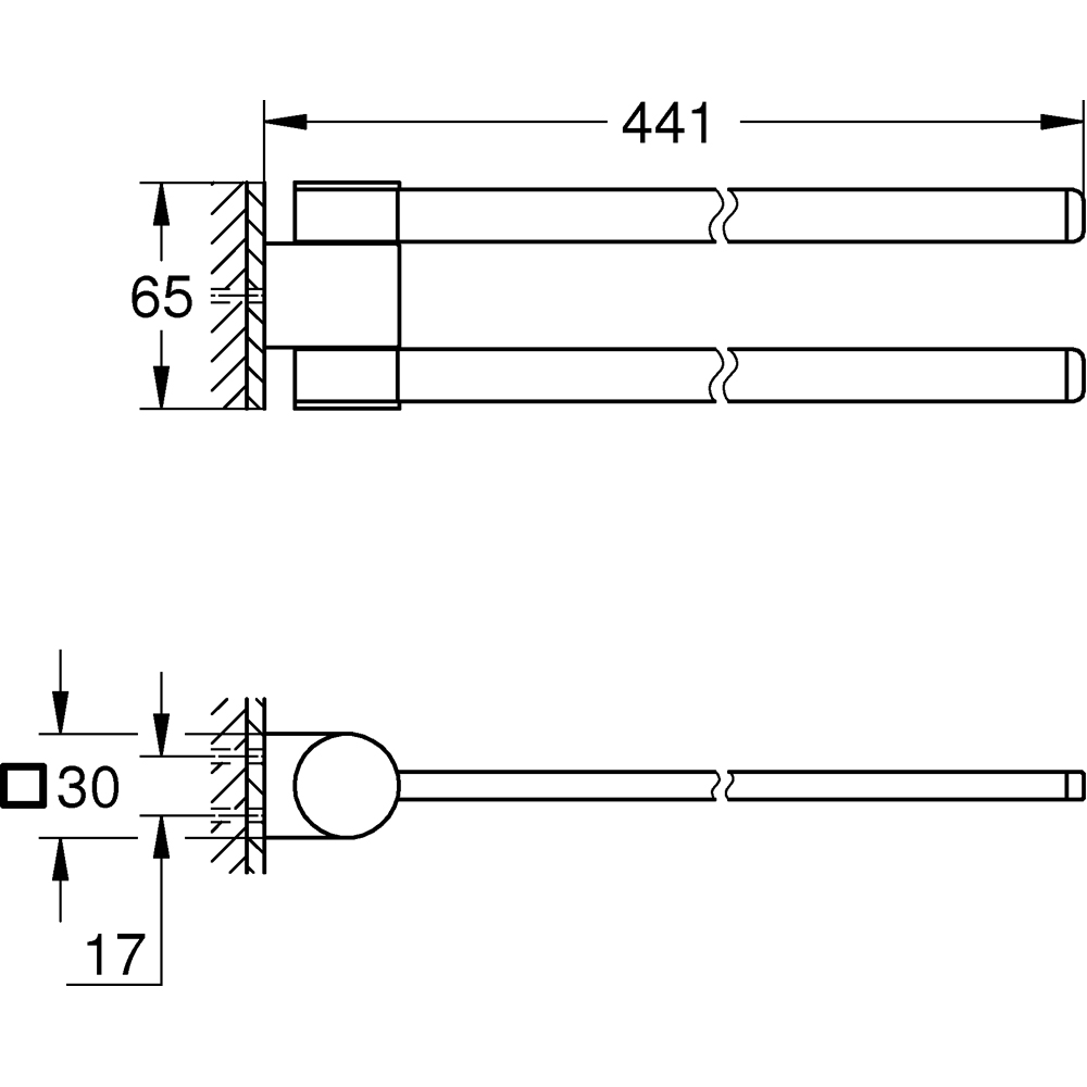 Suport prosop dublu GROHE Selection 41063GL0, 40 cm, auriu
