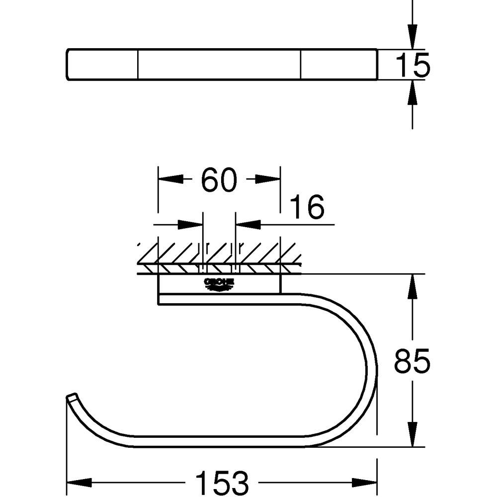 Suport hartie igienica GROHE Essentials 41068A00, grafit