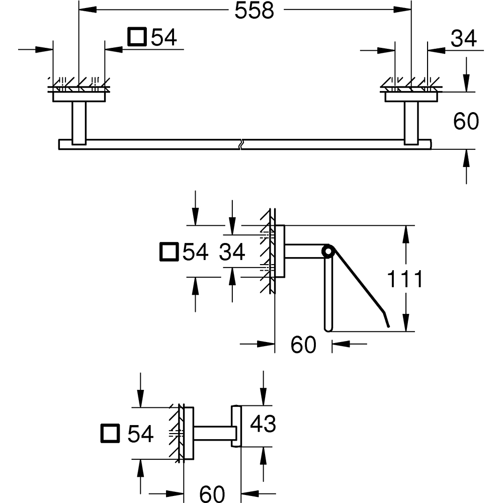 Set accesorii baie GROHE Start Cube 41124000, 3 accesorii, crom