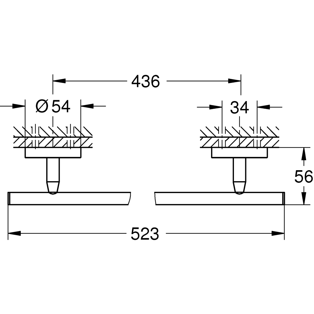 Suport prosop tip bara GROHE Start 41166000, 50 cm, crom