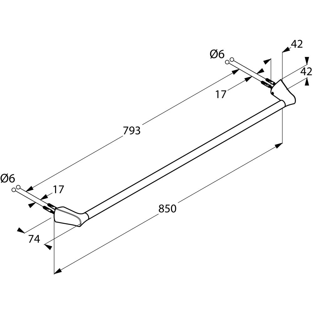 Suport prosop cada KLUDI Amba 5397905, 85 cm, crom