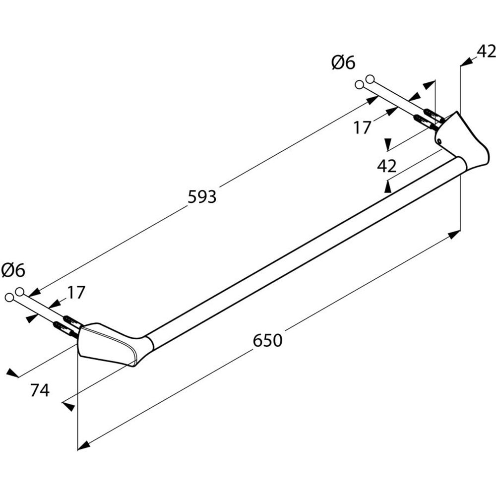 Suport prosop cada KLUDI Amba 5398005, 65 cm, crom