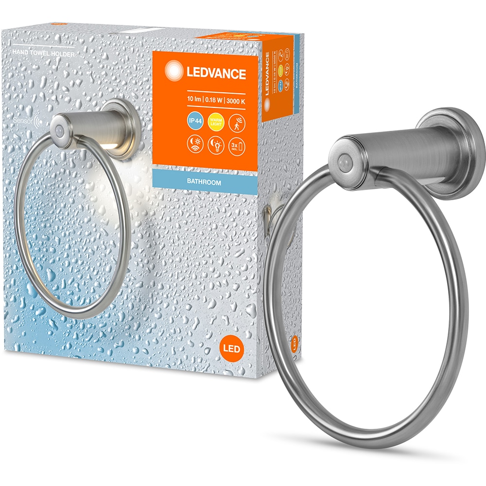 Suport prosop tip inel LEDVANCE, senzor miscare si de lumina naturala, 0.18W, 10lm, argintiu